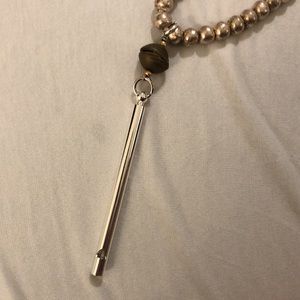 Silver Bead necklace with silver whistle